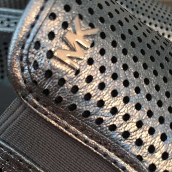 NWOB Michael Kors Silver Slide-On Sneakers - Picture 3 of 6